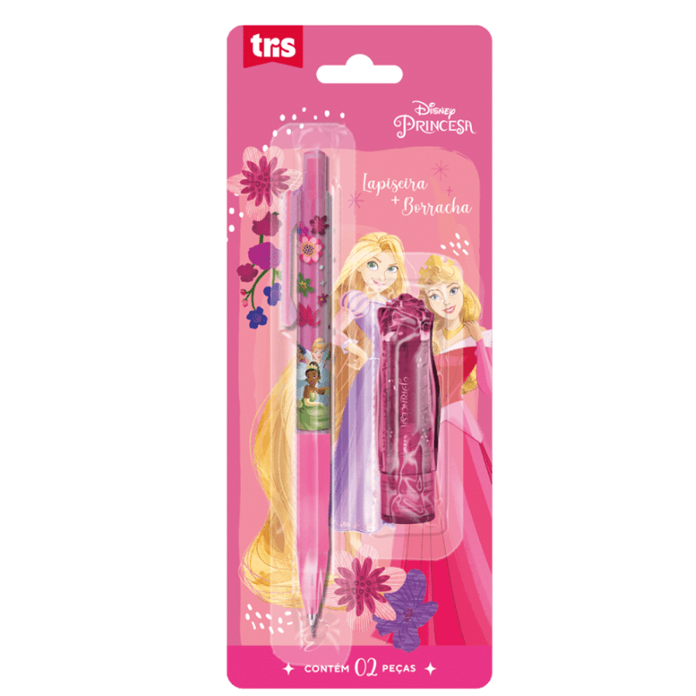 Kit Borracha Batom+Lapiseira 0,7mm Princesas Tris.png